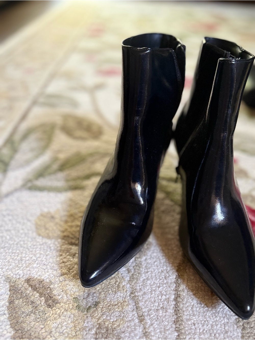 Rachel Zoe Black Patent Pointed Toe Ankle Booties